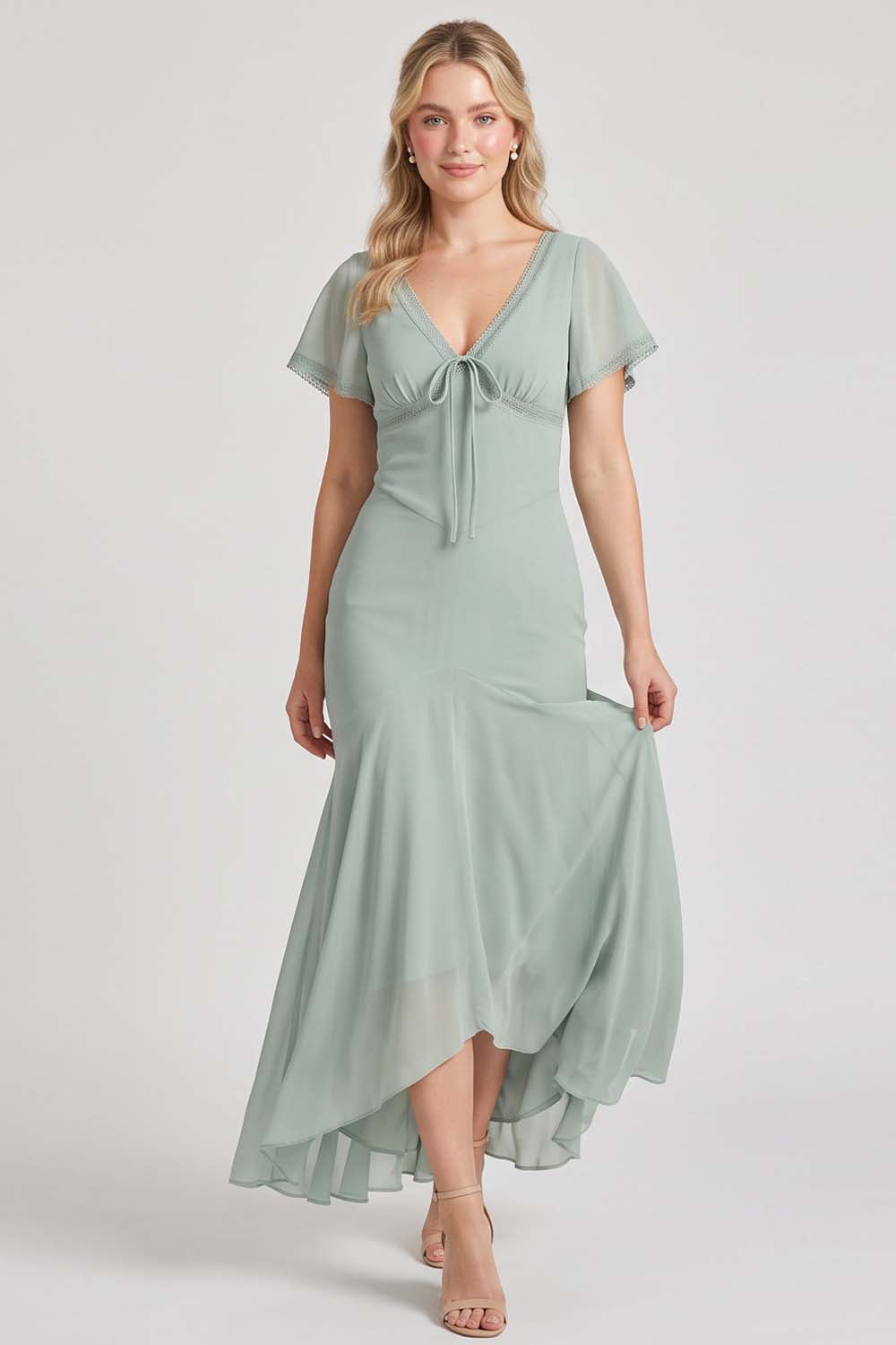 sage green tea dress FLORENCE Georgette in Mint FeedGoogleShopping
