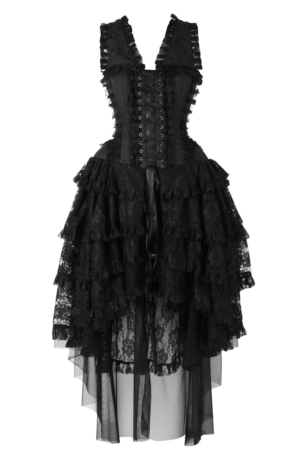 1800 corset dresses Black Anastasia Rococo Dress with High-Low Skirt Options:0/3 month Bartender/Barista Dressing up at the perfect for both cosplay