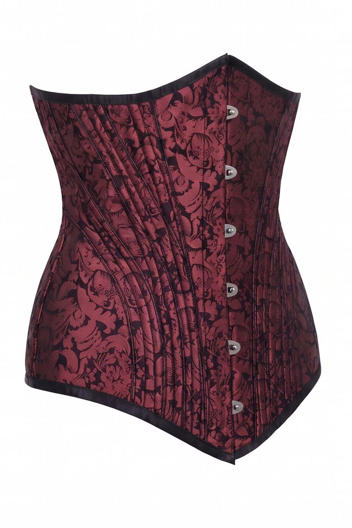 ORCHID Underbust Waist-Training Corset in Maroon Brocade by Luxe Noir - side view