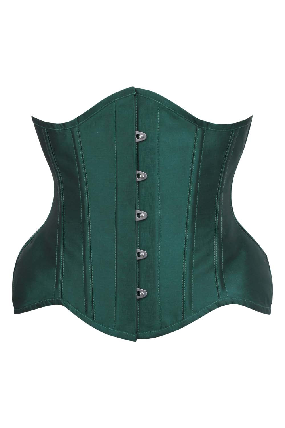 IVY Curvy Underbust Waist-Training Corset in Green Taffeta - front view