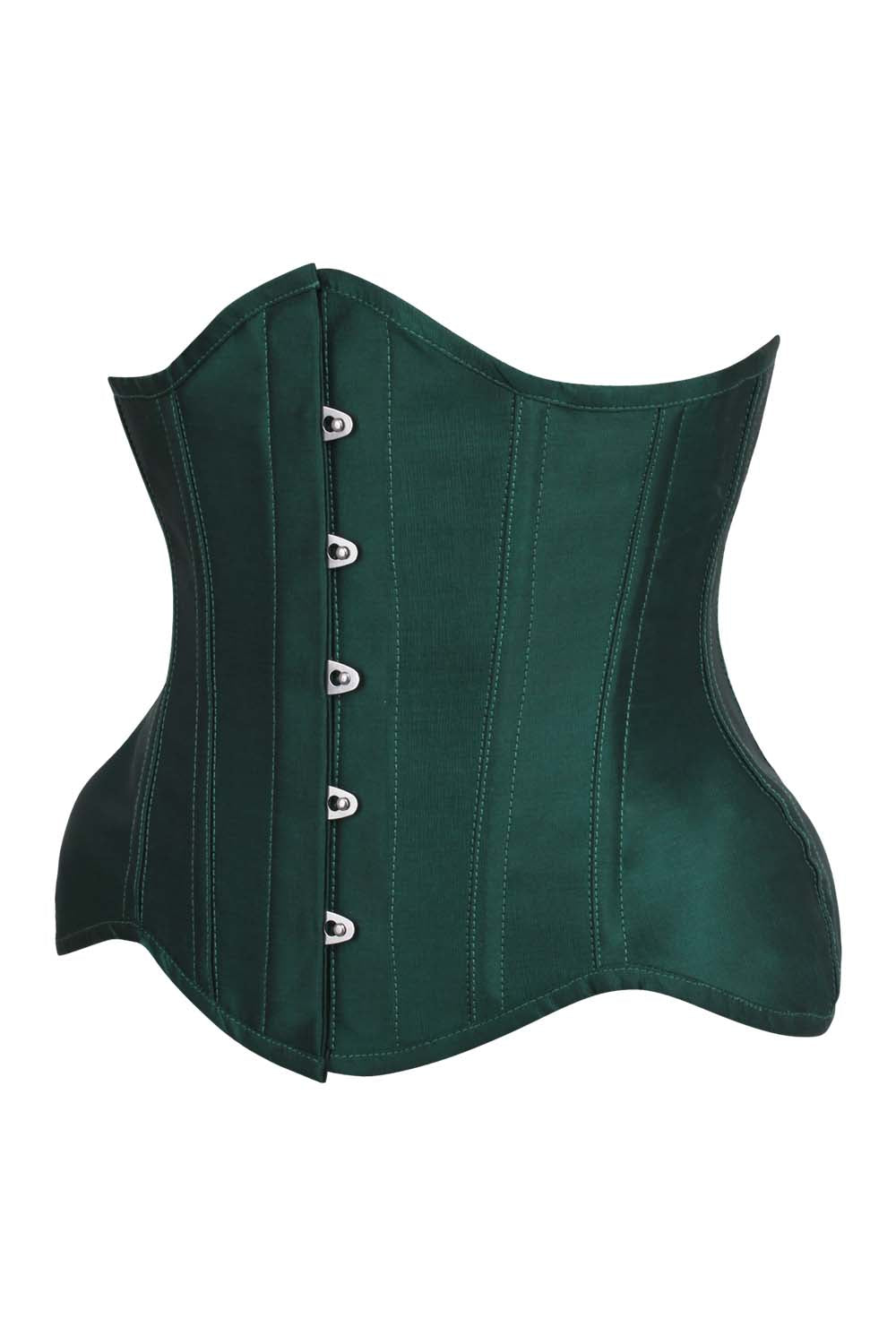 IVY Curvy Underbust Waist-Training Corset in Green Taffeta - side view