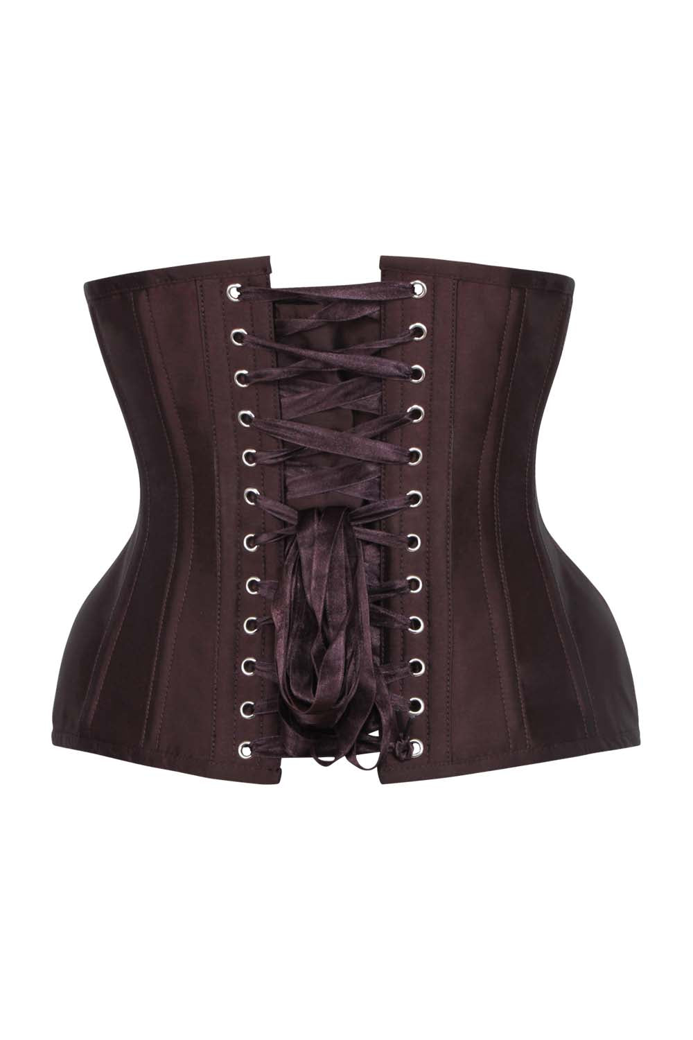 IVY Curvy Underbust Waist-Training Corset in Brown Taffeta - back view
