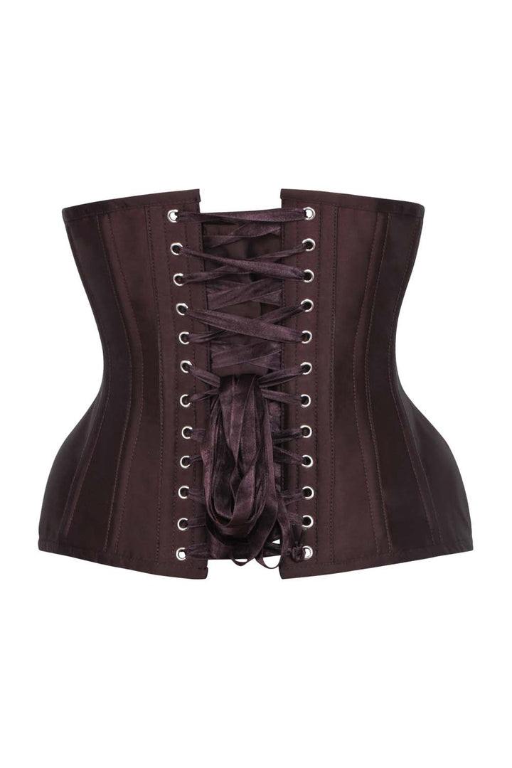 IVY Curvy Underbust Waist-Training Corset in Brown Taffeta - back view