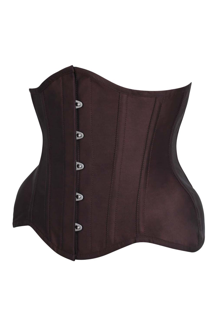 IVY Curvy Underbust Waist-Training Corset in Brown Taffeta - side view