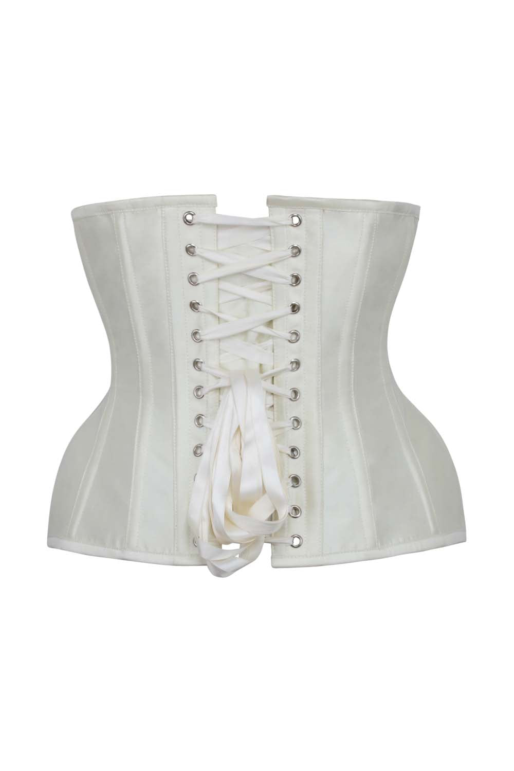 IVY Curvy Underbust Waist-Training Corset in Ivory Taffeta - back view