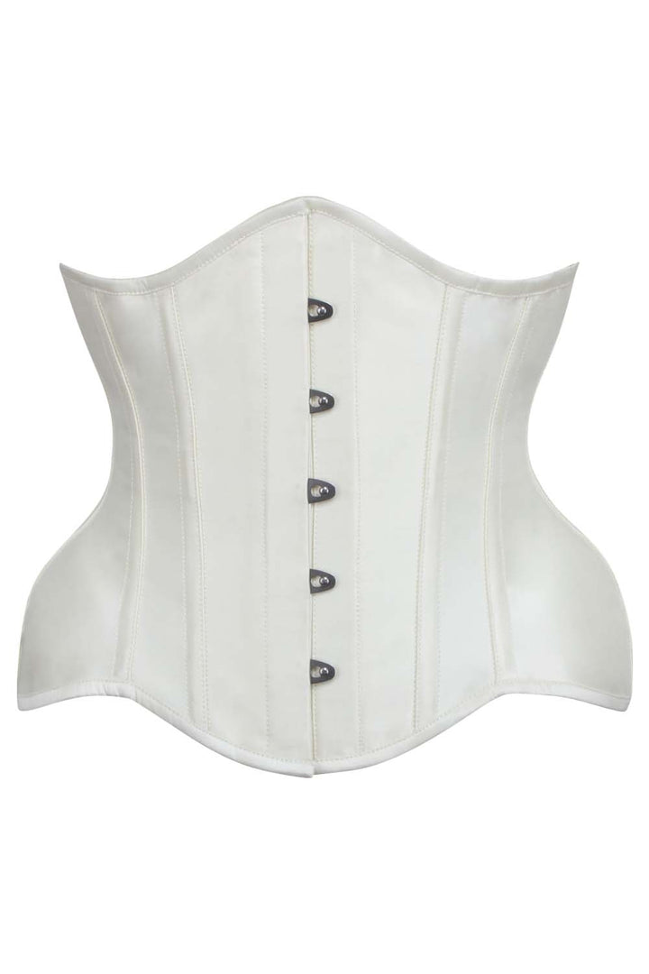 IVY Curvy Underbust Waist-Training Corset in Ivory Taffeta - front view