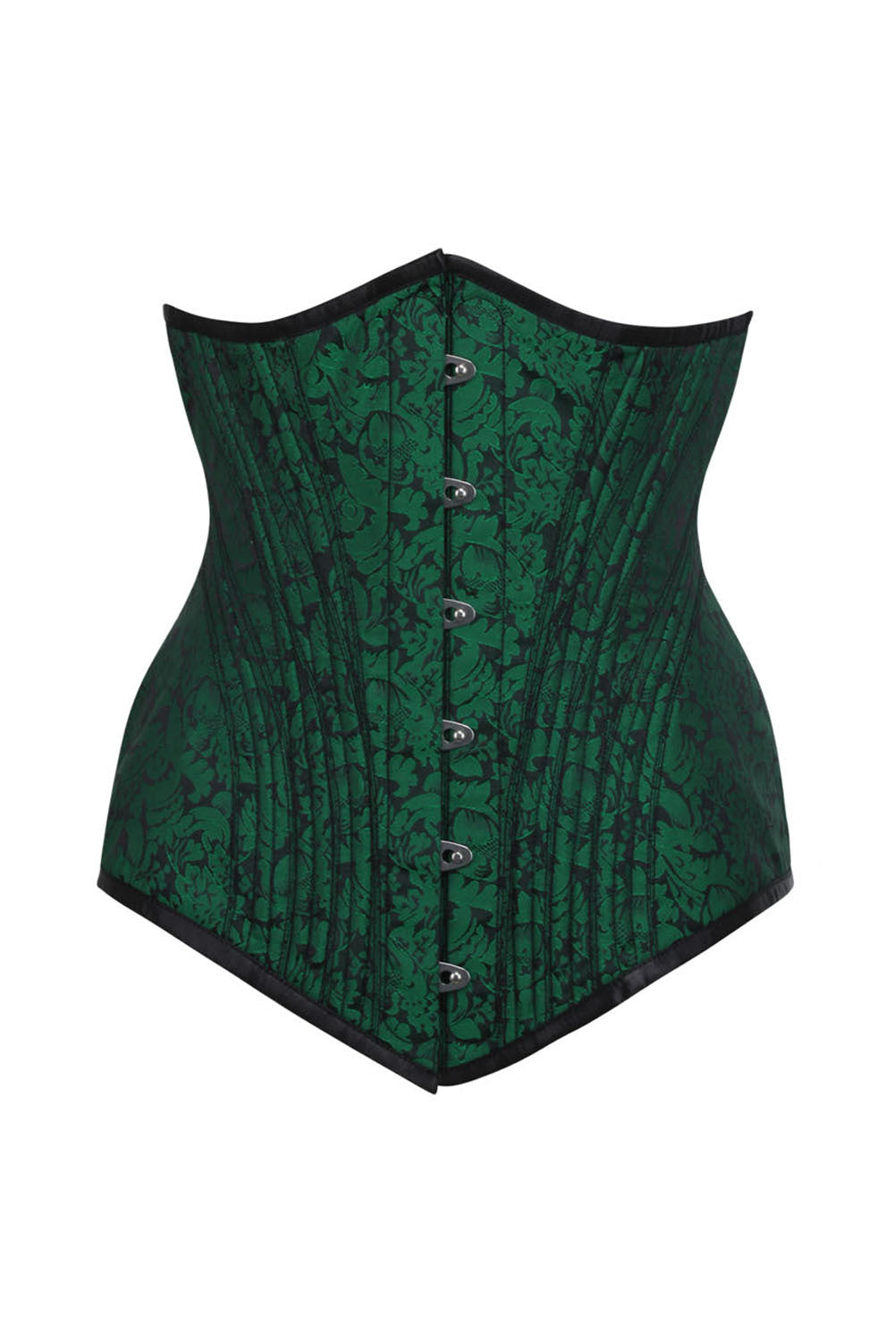 ORCHID Underbust Waist-Training Corset in Green Brocade by Luxe Noir - front view