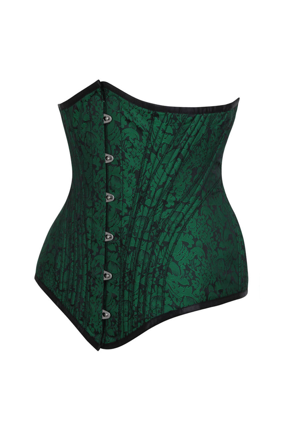 ORCHID Underbust Waist-Training Corset in Green Brocade by Luxe Noir - side view