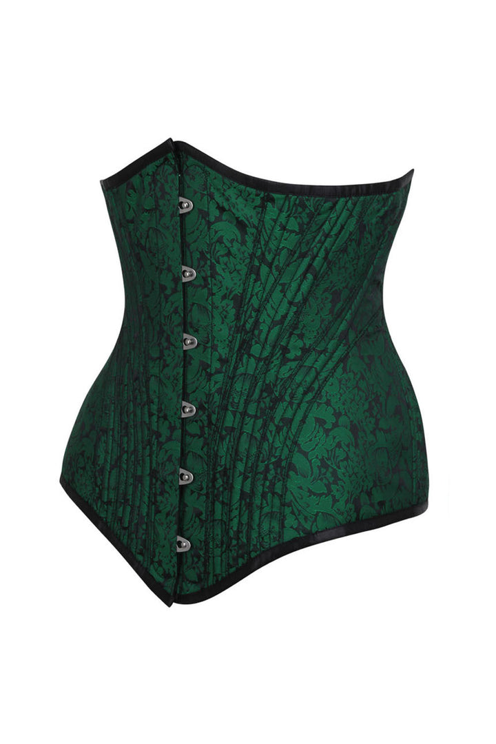 ORCHID Underbust Waist-Training Corset in Green Brocade by Luxe Noir - side view