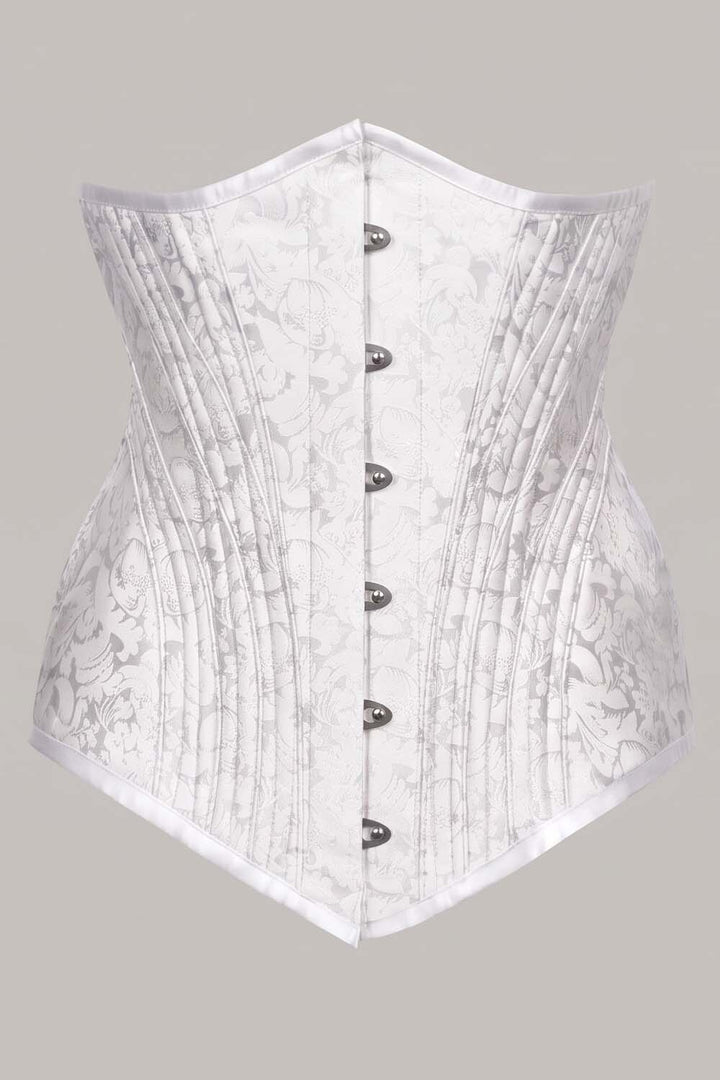 ORCHID Underbust Waist-Training Corset in White Brocade by Luxe Noir - front view