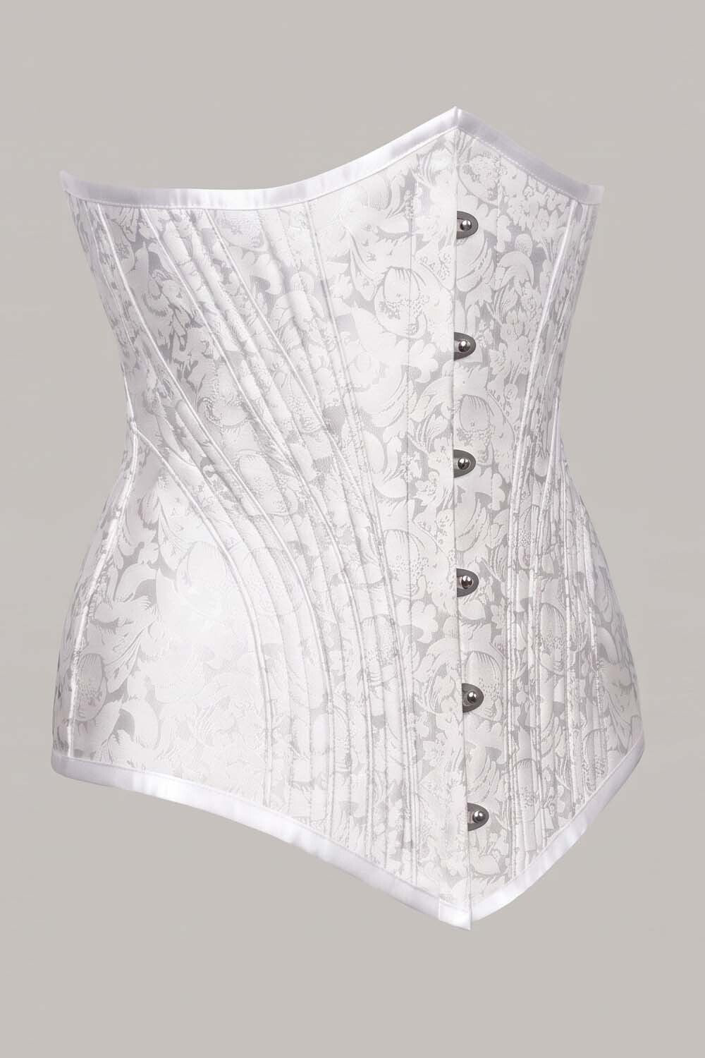 ORCHID Underbust Waist-Training Corset in White Brocade by Luxe Noir - side view