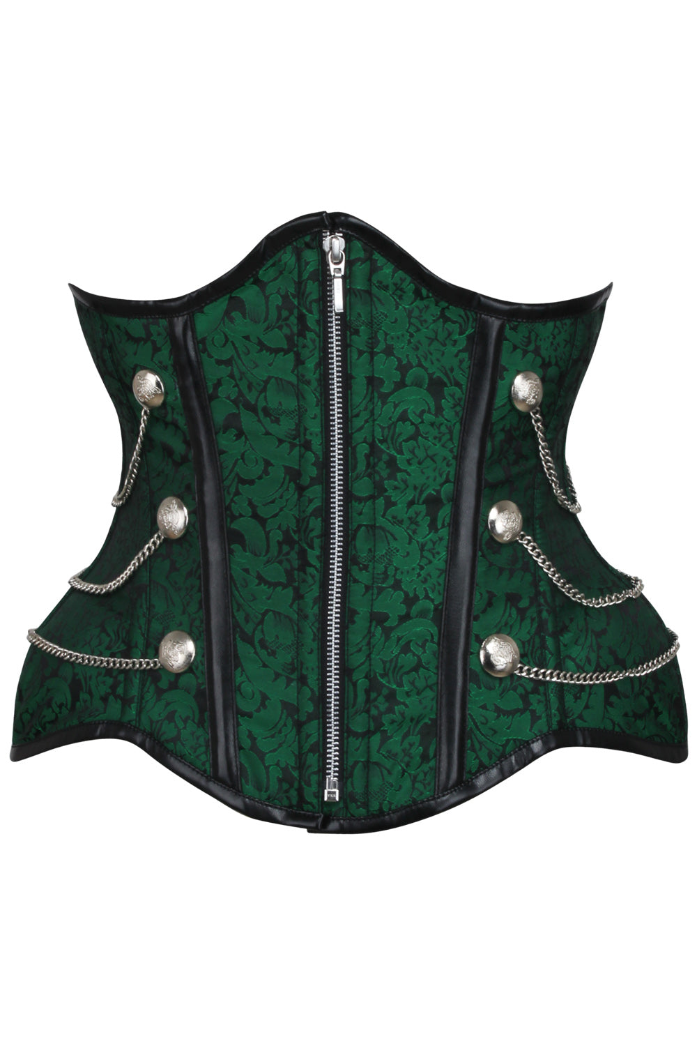 IVY Curvy Underbust Waist-Training Corset in Green Brocade - front view