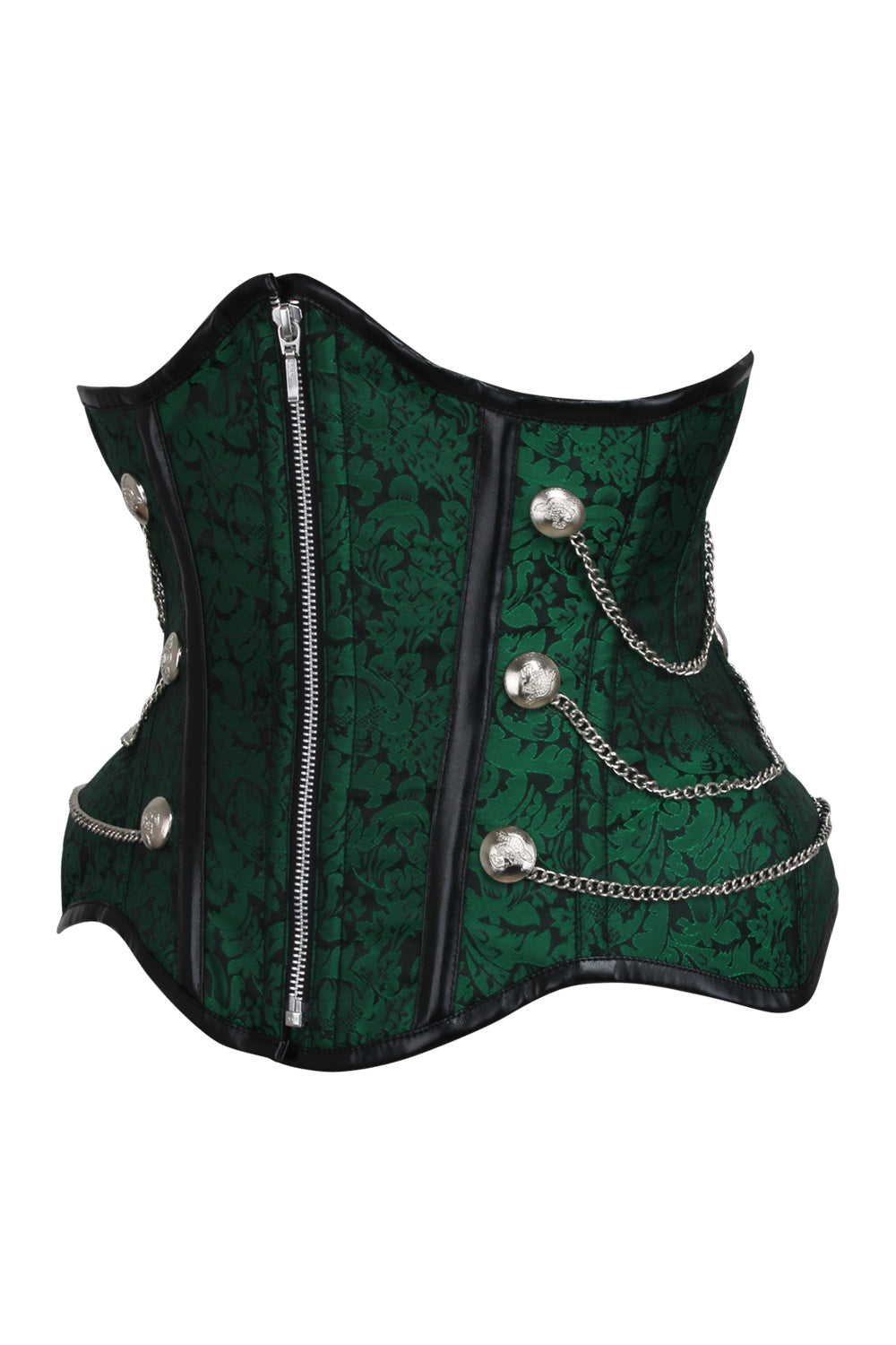 IVY Curvy Underbust Waist-Training Corset in Green Brocade - side view