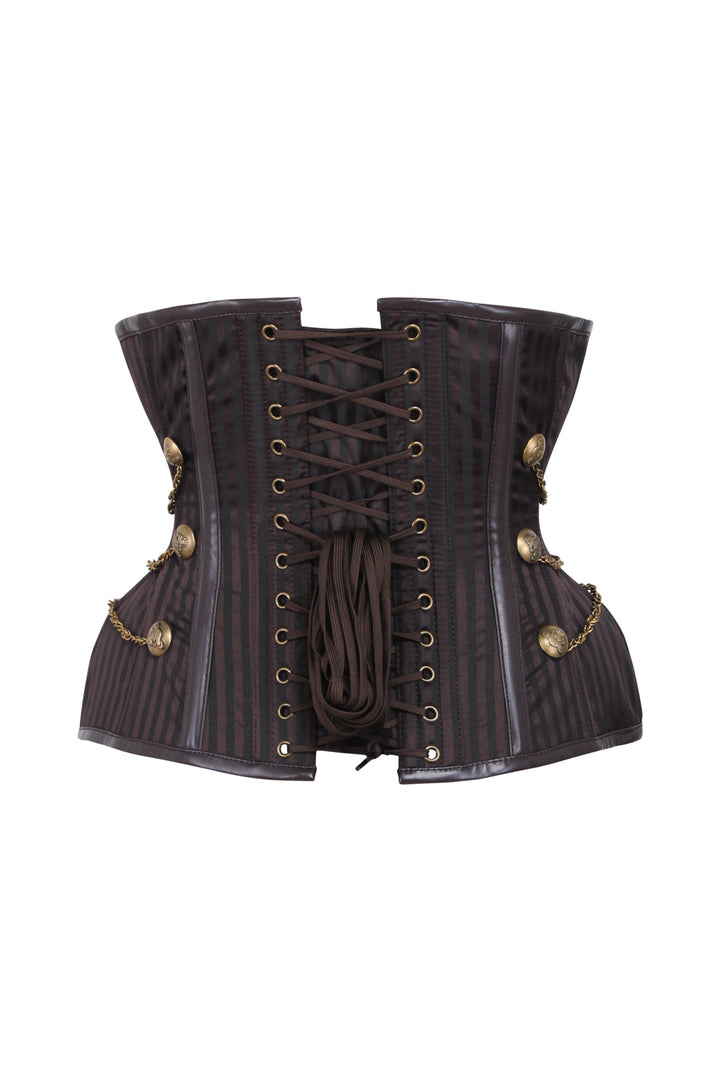 IVY Curvy Underbust Waist-Training Corset in Brown Brocade - back view