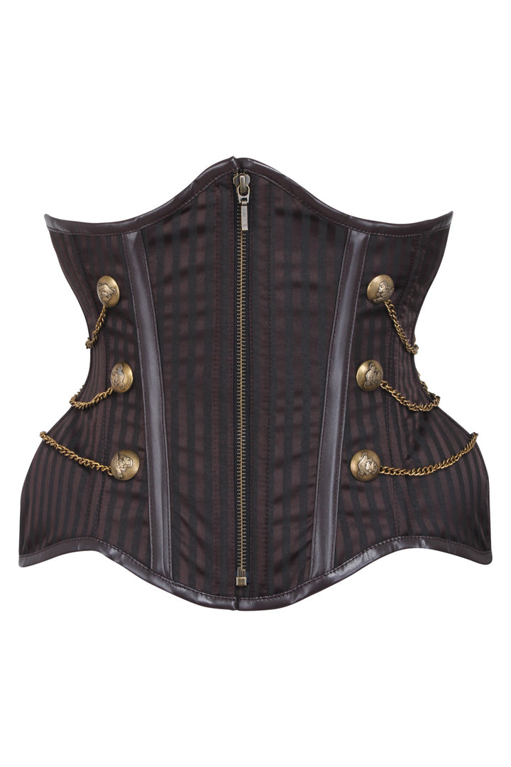 IVY Curvy Underbust Waist-Training Corset in Brown Brocade - front view