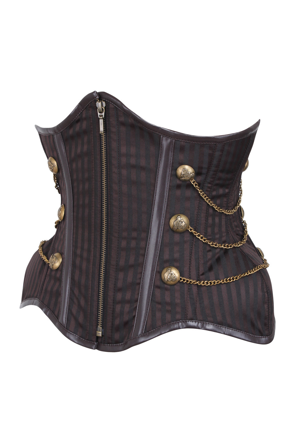 IVY Curvy Underbust Waist-Training Corset in Brown Brocade - side view