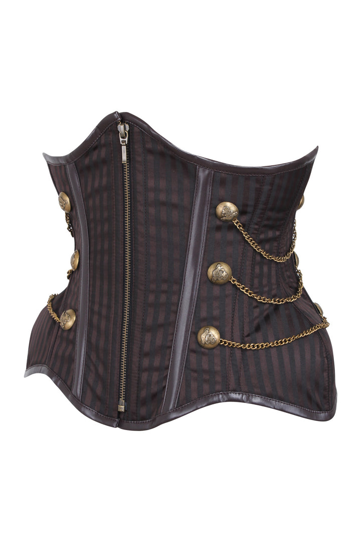 IVY Curvy Underbust Waist-Training Corset in Brown Brocade - side view