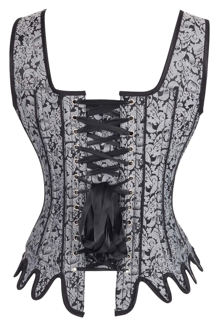 Daelyn Silver Brocade Corset