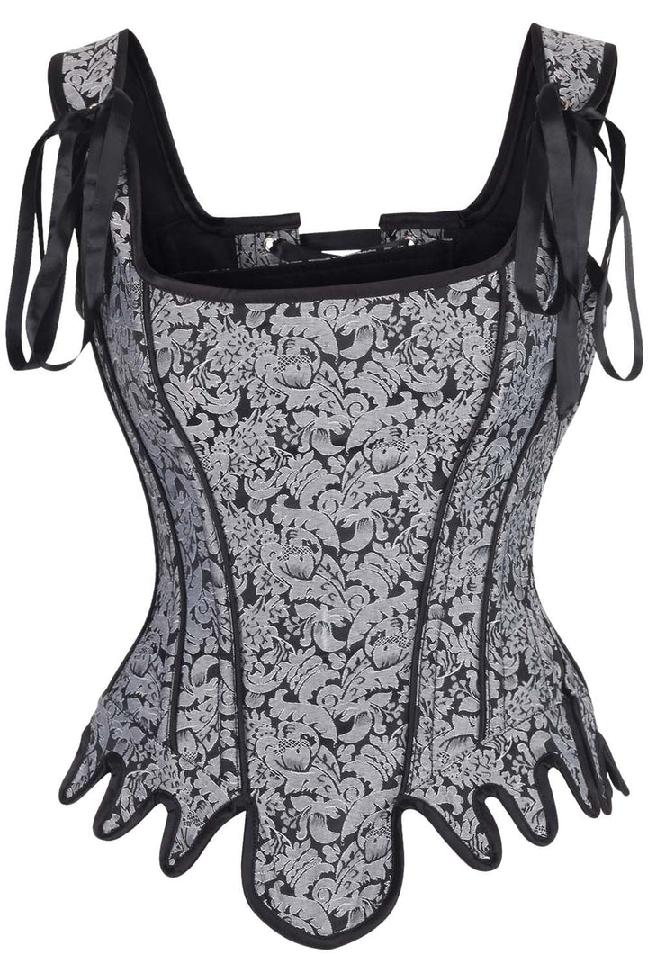 Daelyn Silver Brocade Corset