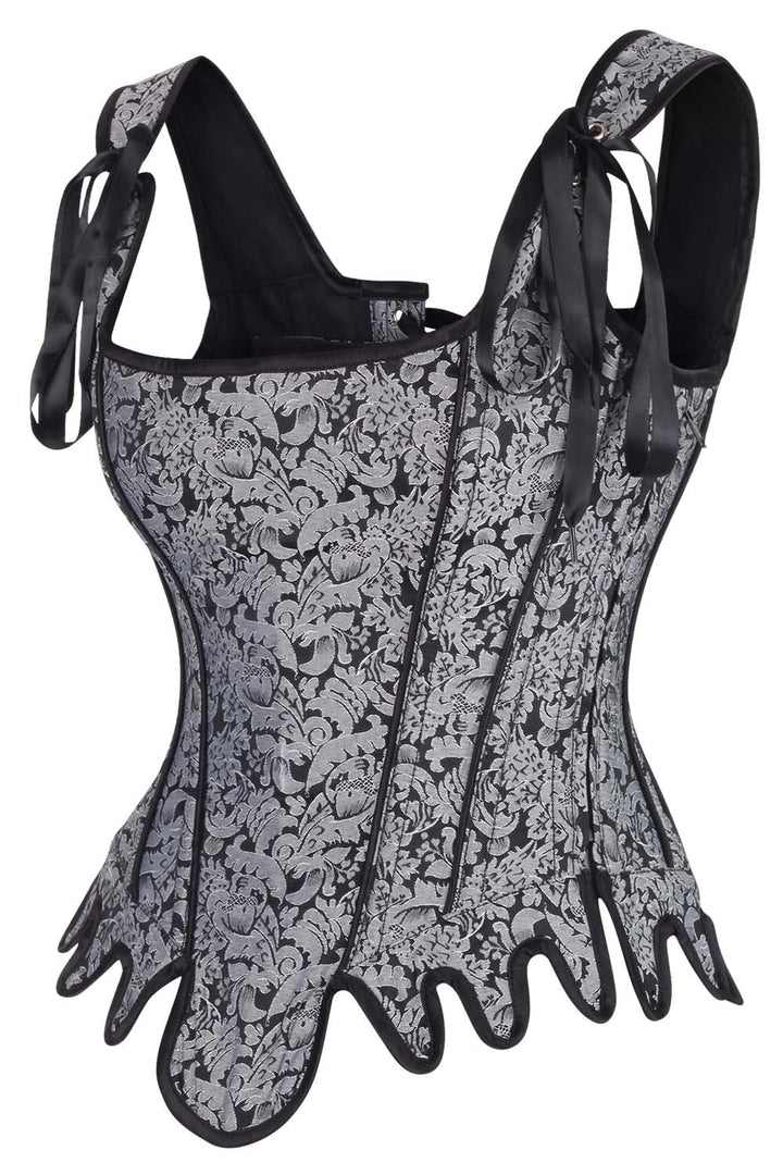 Daelyn Silver Brocade Corset
