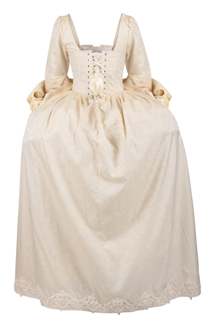 Venessa Rococo Ivory Brocade Tudor Overbust Corset Dress - view 3 | LUXE NOIR