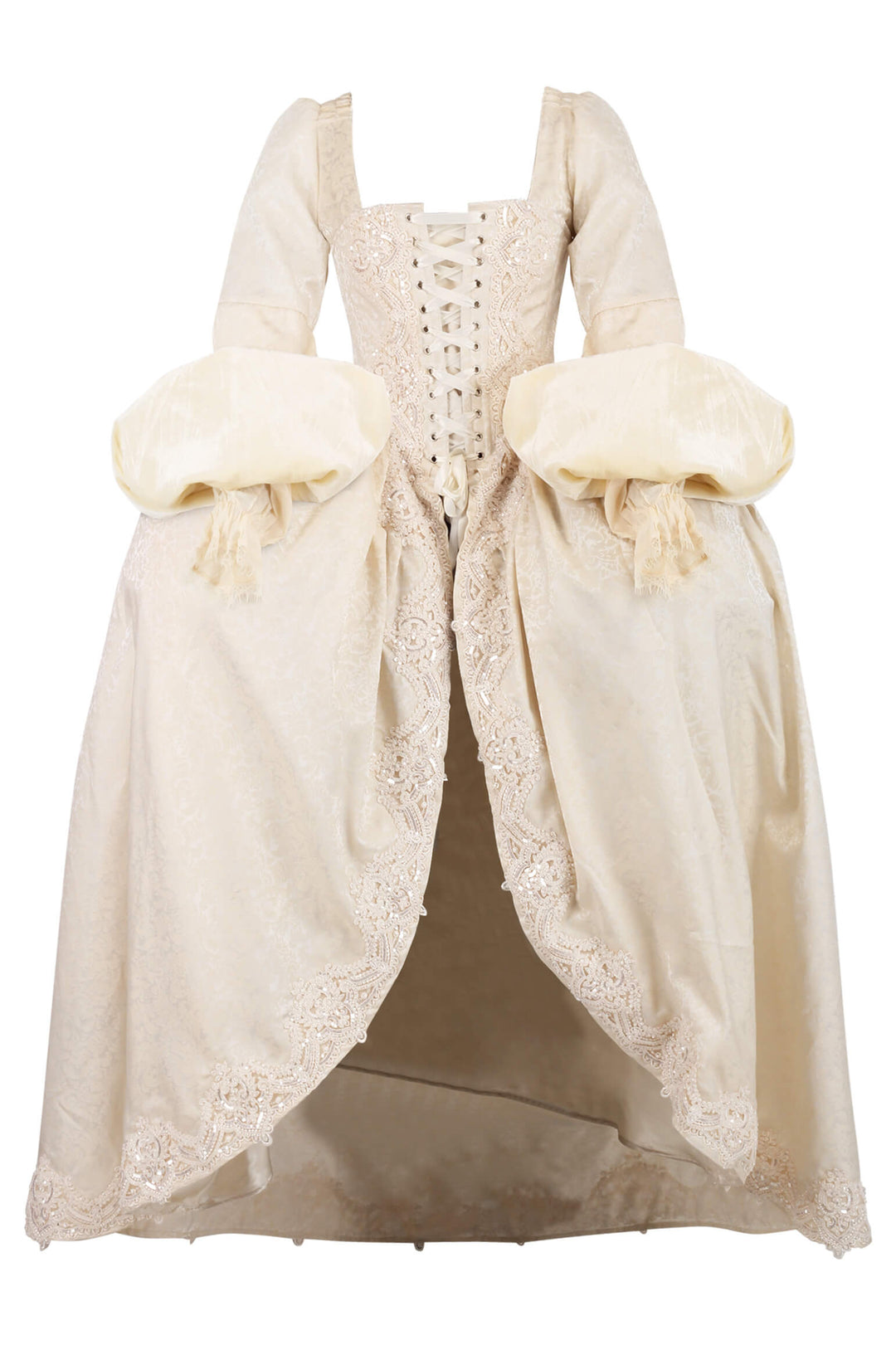 Venessa Rococo Ivory Brocade Tudor Overbust Corset Dress | LUXE NOIR