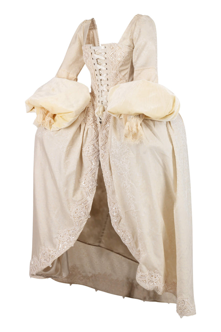 Venessa Rococo Ivory Brocade Tudor Overbust Corset Dress - view 2 | LUXE NOIR