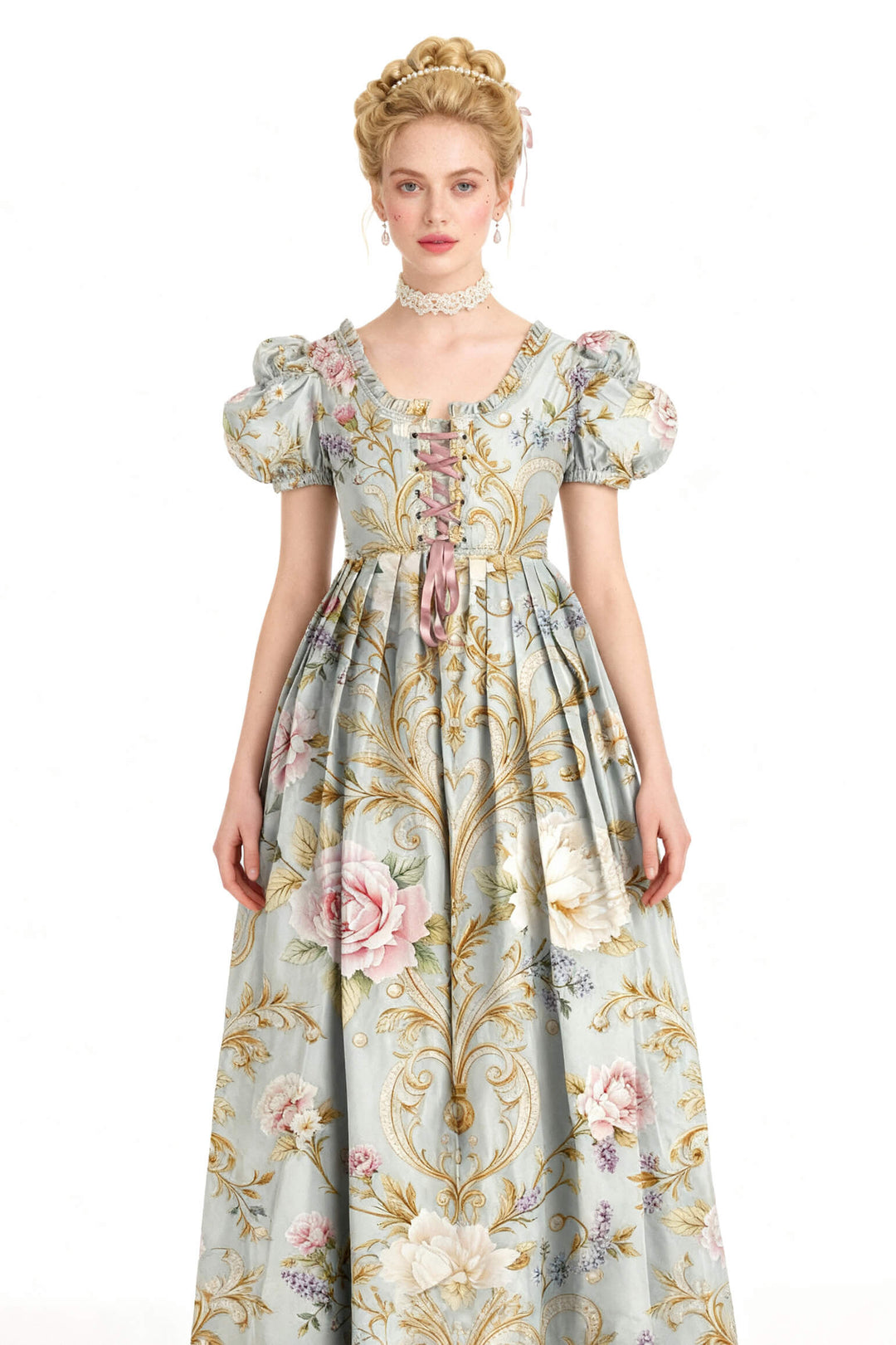 Misa Rococo Baroque with Rose Guinevere Corset Dress - view 4 | LUXE NOIR