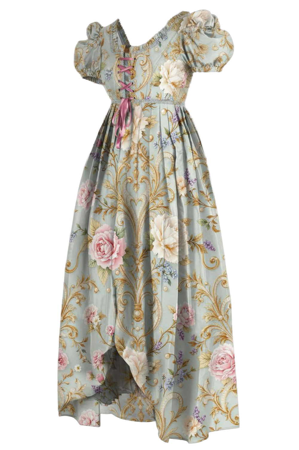 Misa Rococo Baroque with Rose Guinevere Corset Dress - view 2 | LUXE NOIR