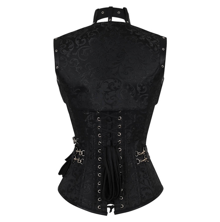 Aiolos Black Brocade Steampunk Overbust Corset