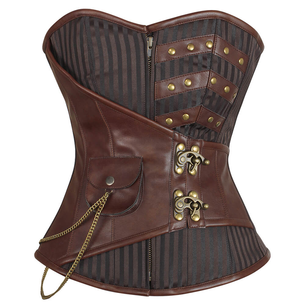 Nesha Steampunk Overbust Corset with Hanging Chain
