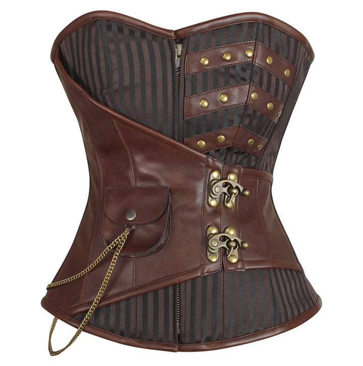 Nesha Steampunk Overbust Corset with Hanging Chain