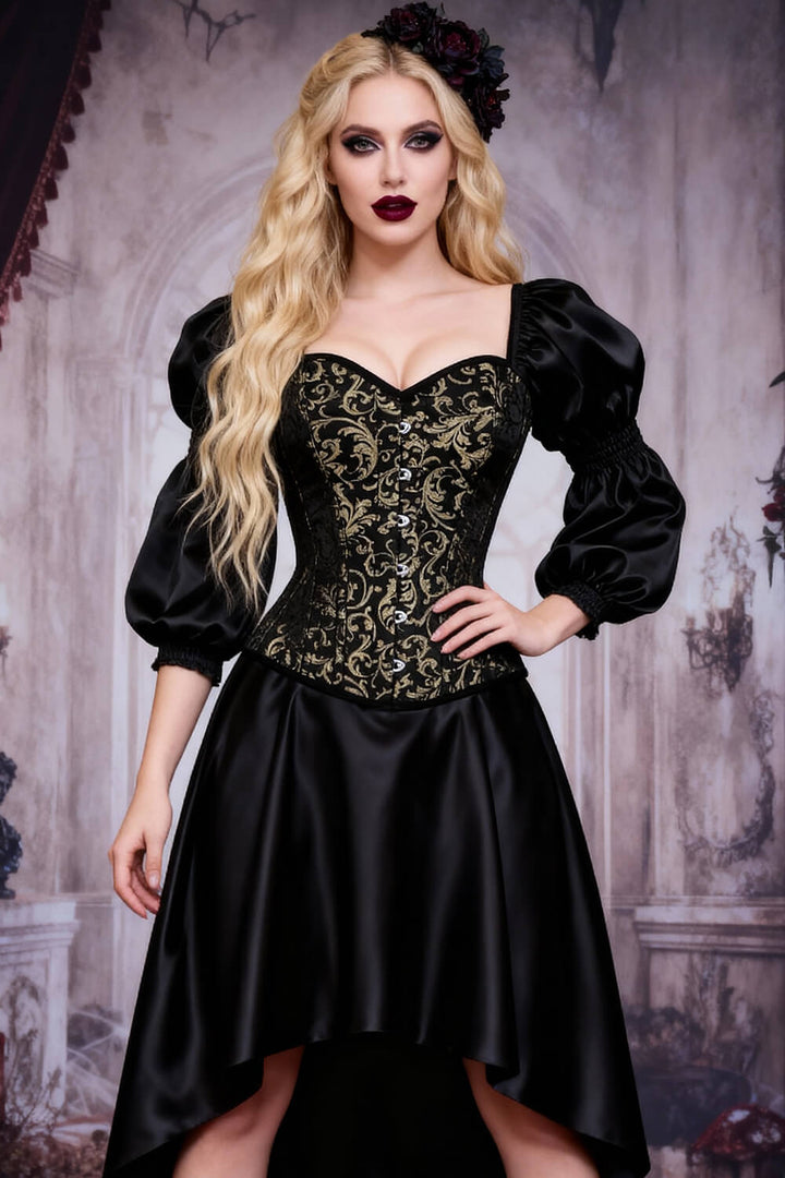 Lerato Steampunk Gold Corset with Attached Sleeve