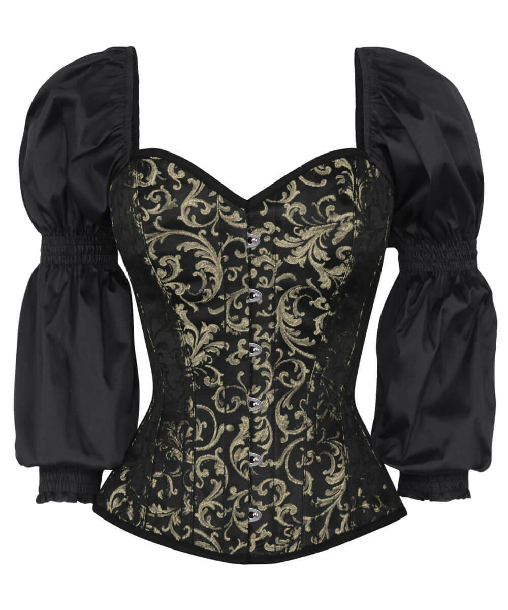 Lerato Steampunk Gold Corset with Attached Sleeve
