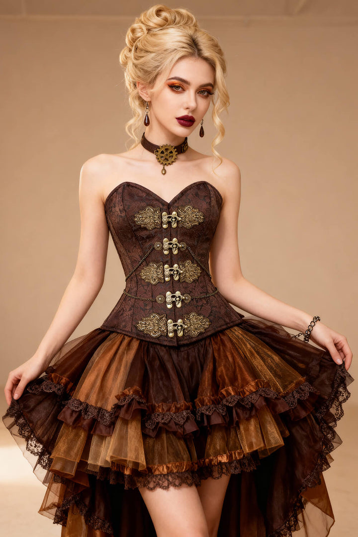 Isabell Steampunk Overbust Embroidered Corset