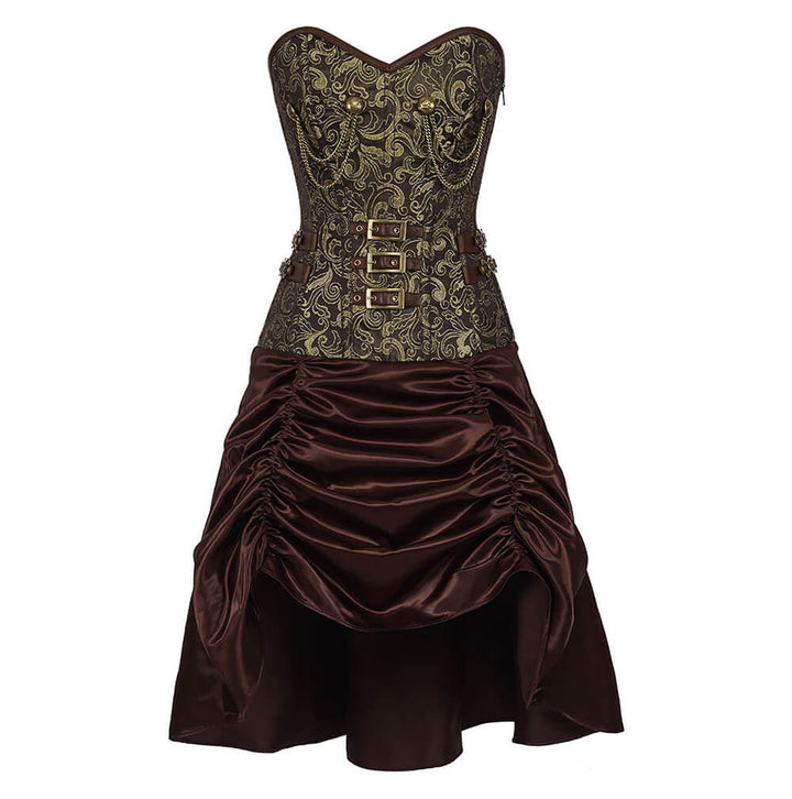 Abhainn Steampunk Gold Brocade Corset Dress