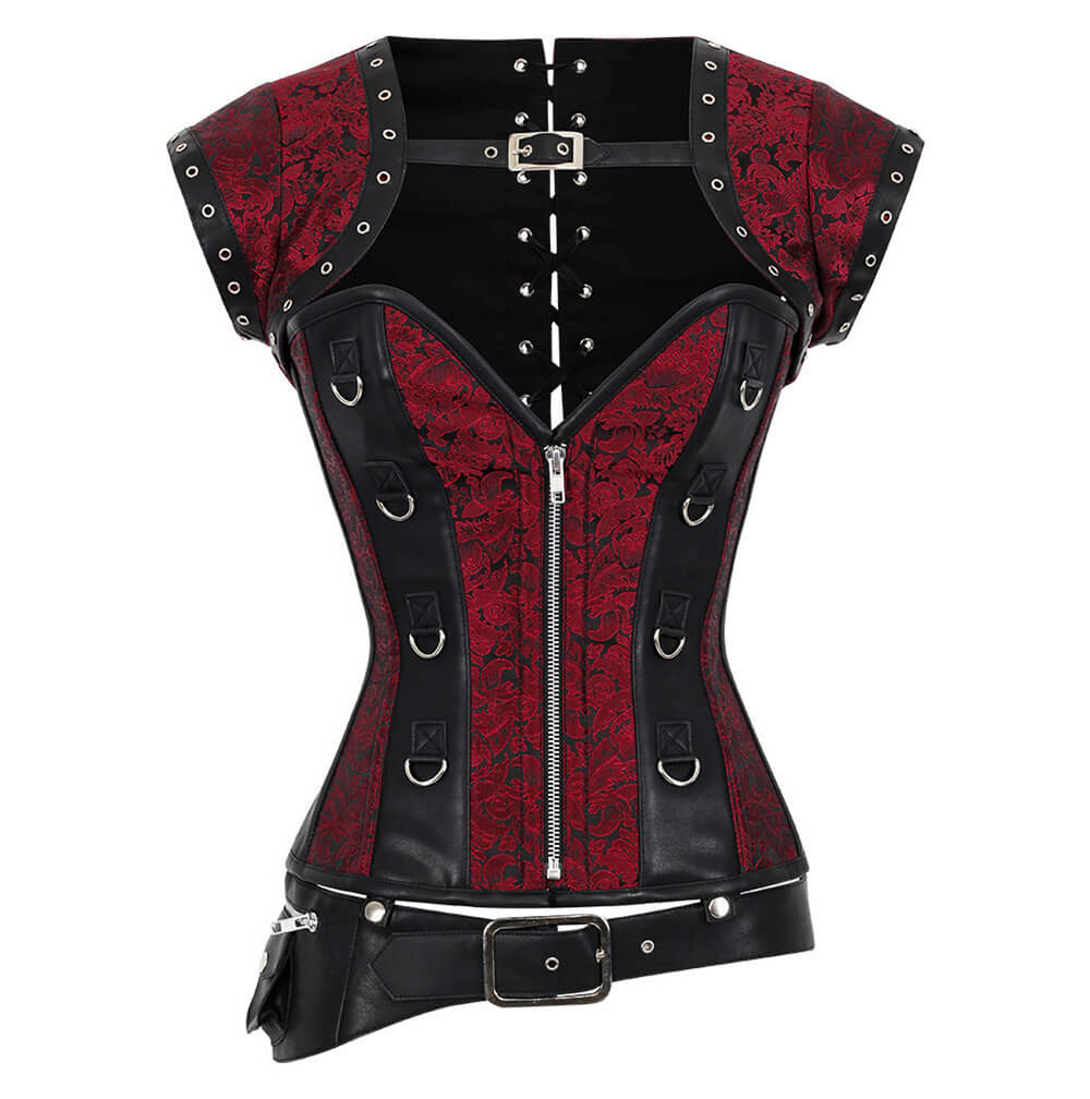 Vairocana Steampunk Corset with Shrug and Detachable Belt