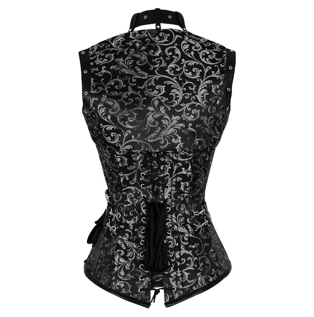 Harpinna Steampunk Silver Overbust Corset with Shrug