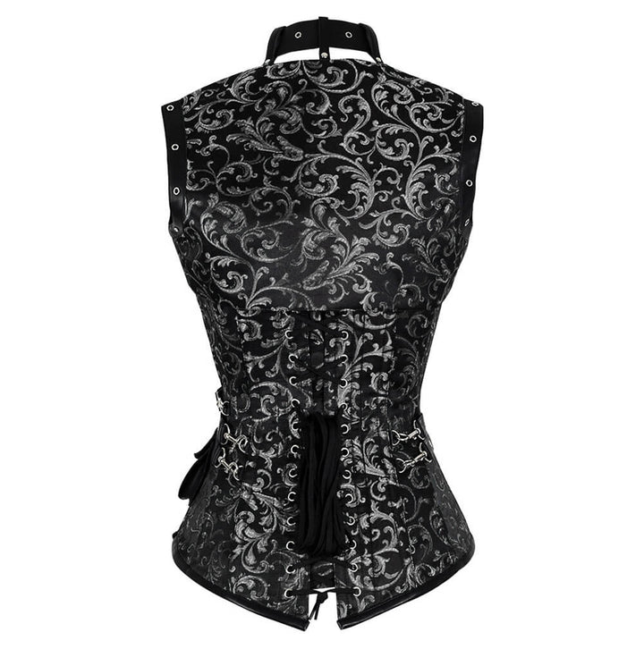 Harpinna Steampunk Silver Overbust Corset with Shrug