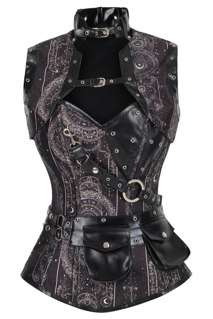Tasharra Overbust Celestial Inspired Print Corset