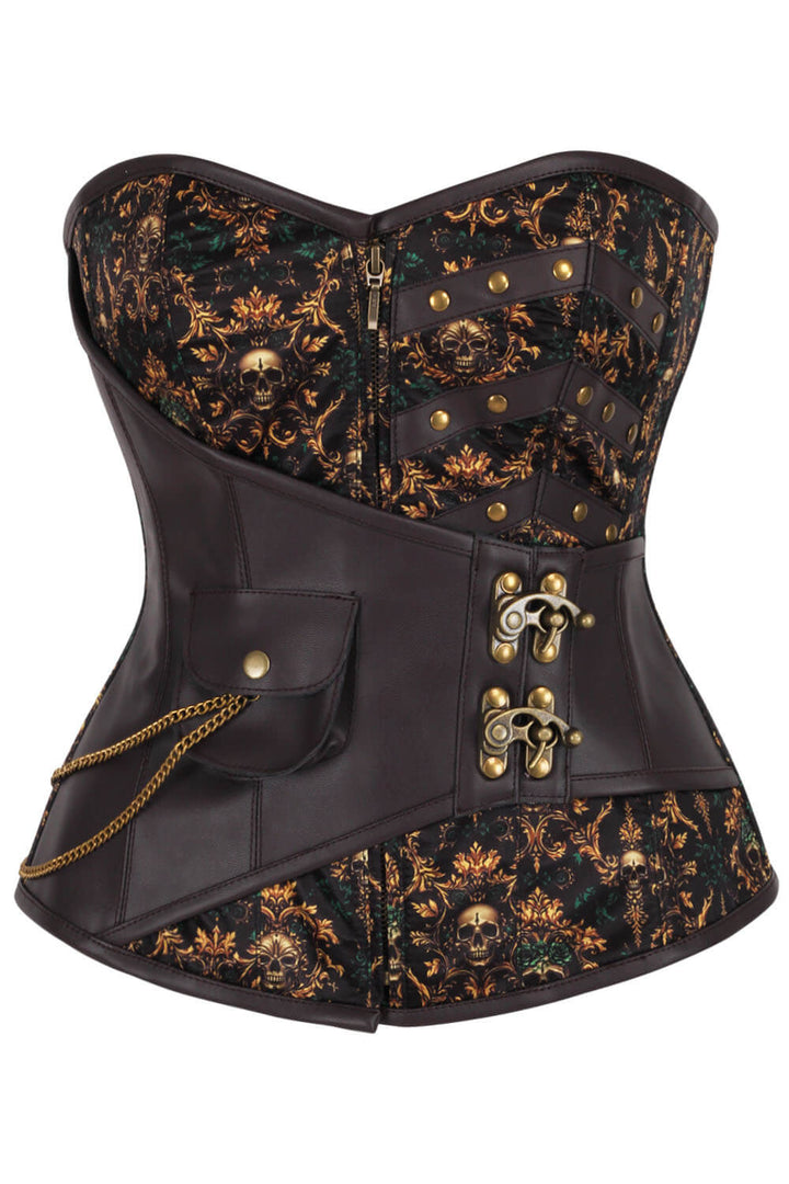 Ashleah Skull With Floral Overbust Corset