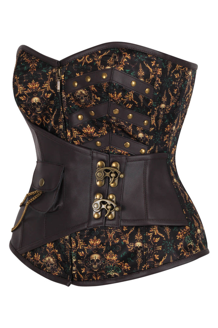 Ashleah Skull With Floral Overbust Corset