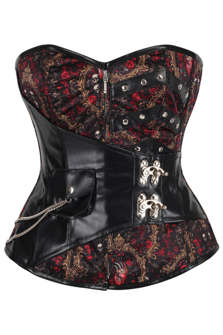 Nishelle Rose With Skull Baroque Scrollwork Corset