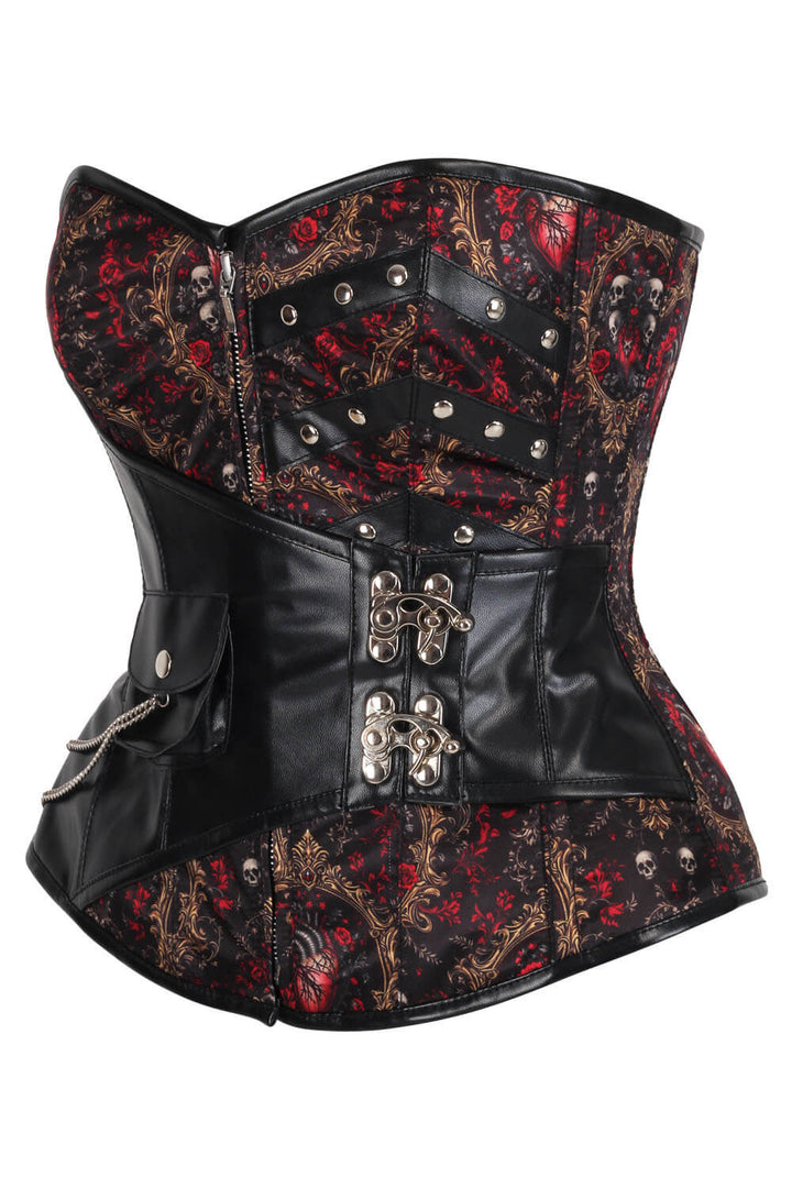 Nishelle Rose With Skull Baroque Scrollwork Corset
