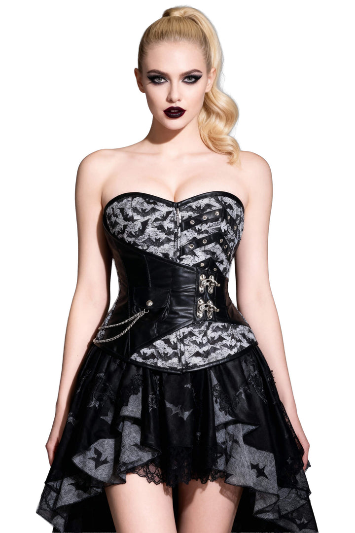 Lynzy Abstract Bat Print Overbust Corset