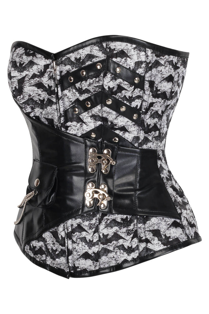 Lynzy Abstract Bat Print Overbust Corset