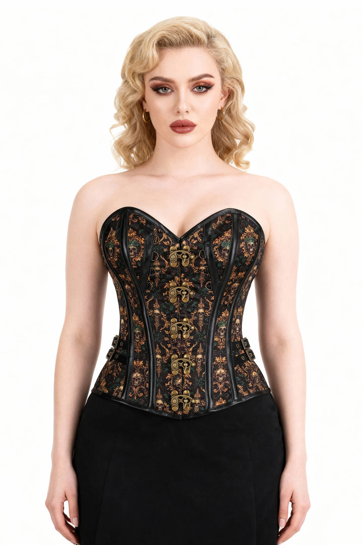 Jamiesha Ornate Baroque Scrolls with Skull Corset