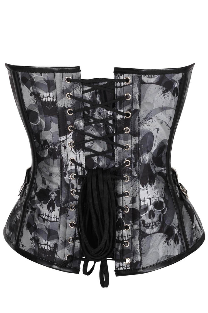 Chalise Abstract Skull Print Overbust Corset