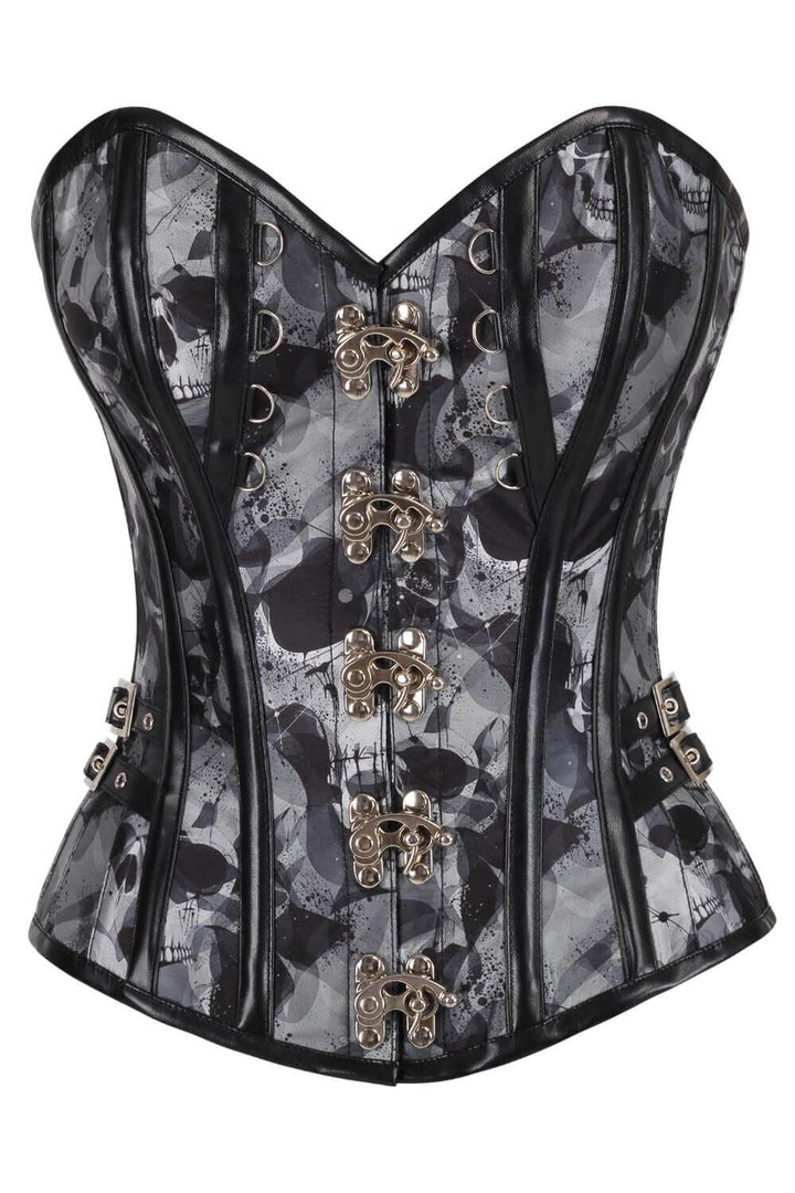Chalise Abstract Skull Print Overbust Corset