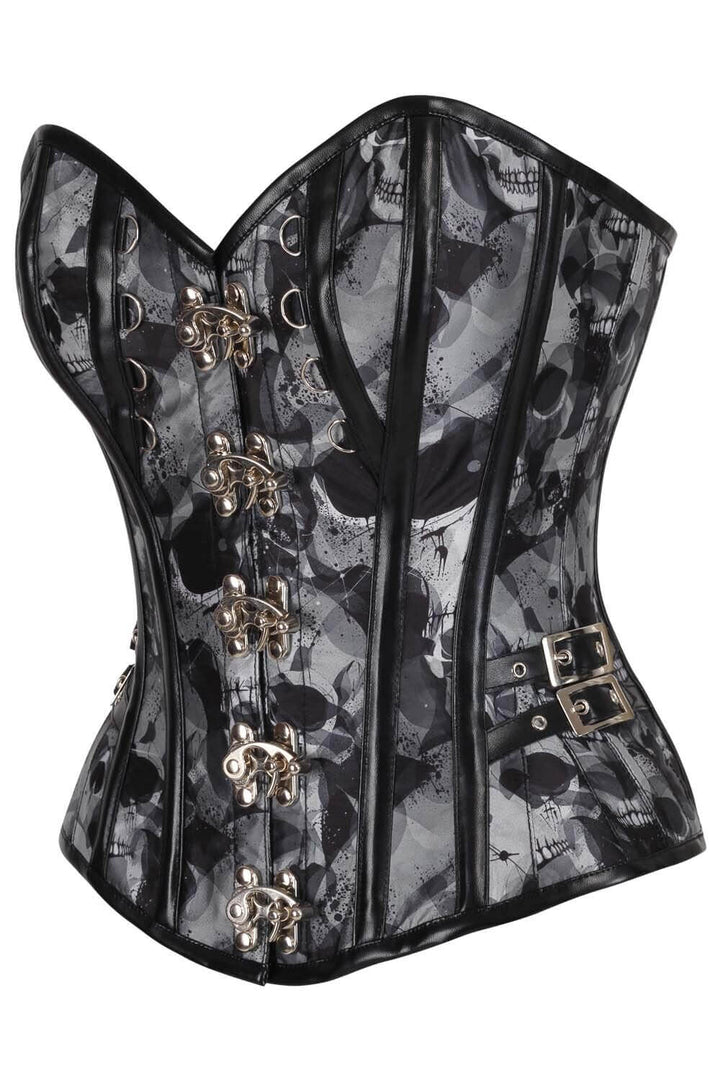 Chalise Abstract Skull Print Overbust Corset